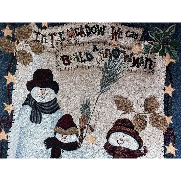Woven Christmas/Winter Throw Blanket Snowmen By Jamie Carter 50 in x 60 Fringe - Picture 10 of 13